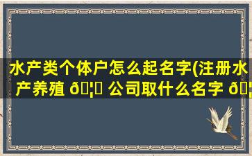 水产类个体户怎么起名字(注册水产养殖 🦉 公司取什么名字 🦊 好)